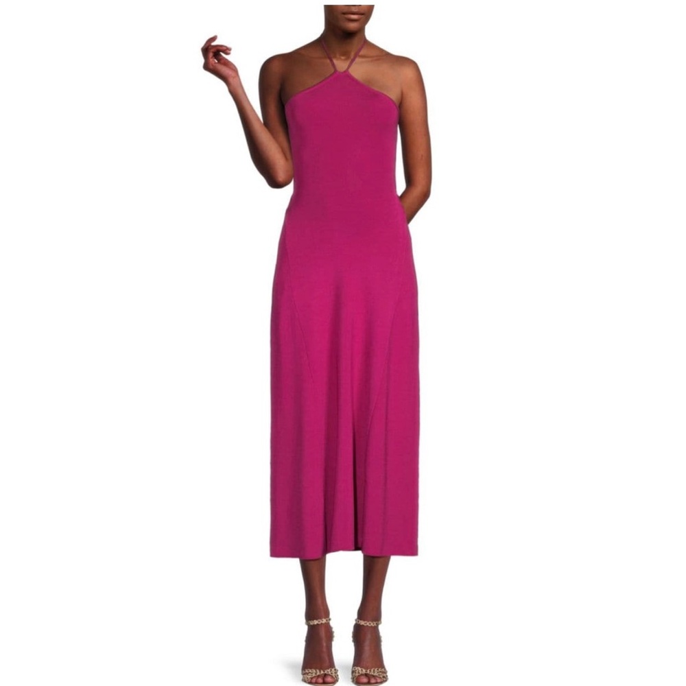 Cult Gaia Pink Halter Sheath Midi Dress